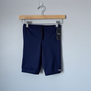 TYR Solid Boys Jammer Swim Bottoms Navy Blue Shorts Trunks Boys Size XL (16-18)